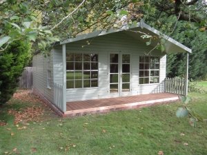 5.4 x 7.2m Morston Summerhouse painted in Exterior Lizard with Georgian Windows 