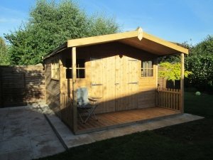Morston Summerhouse with shed doors and windows