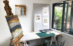Customer own lining and painted interior - Art Room Interior with canvas and easel
