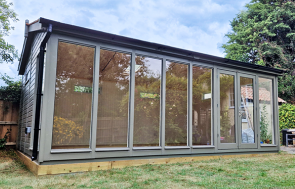 4.2 x 6.0m Burnham Studio Painted in Ash with an Apex Roof