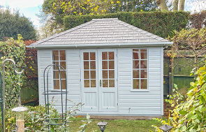 3.0 x 3.6m Cley Summerhouse in Exterior Pebble Paint with Grey Slate tiles