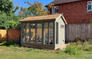 2.4 x 3.6m Burnham Studio painted in Ash with Apex Roof