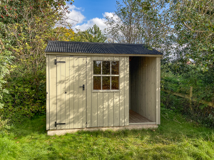 2.4 x 3.0m Blickling National Trust Shed painted in Wades Lantern with Apex Roof