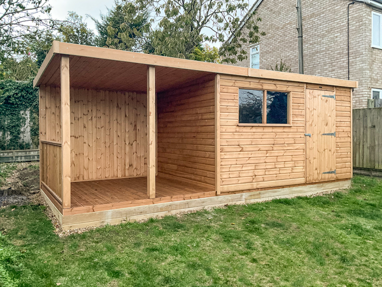 2.4 x 6.0m Superior Shed painted in Light Oak