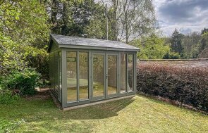 3.0 x 3.6m Burnham Studio painted in Ash with Apex Roof