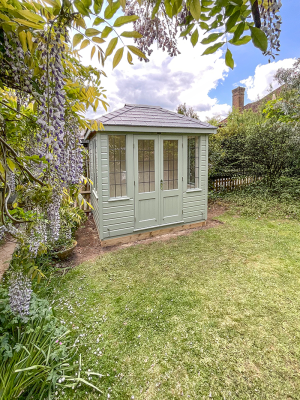 1.8 x 2.4m Cley Summerhouse painted in Lizard