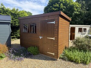 1.8 x 3.0m Superior Shed painted in Walnut at Newbury