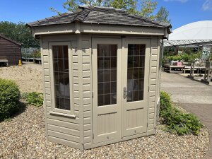 1.8 x 2.5m Wiveton Summerhouse painted in Taupe at Cranleigh