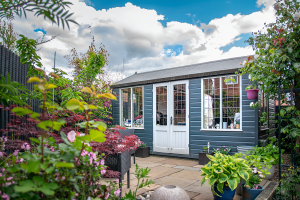 2.4 x 4.2m Holkham Summerhouse painted in Slate with Apex Roof