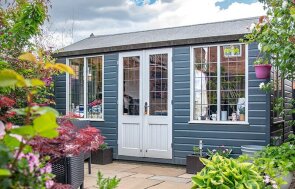 2.4 x 4.2m Holkham Summerhouse painted in Slate with Apex Roof