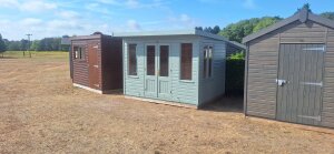 2.4 x 3.0m Thornham Summerhouse painted in Sage at Narford